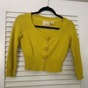 Anthropologie chartreuse cropped cardigan